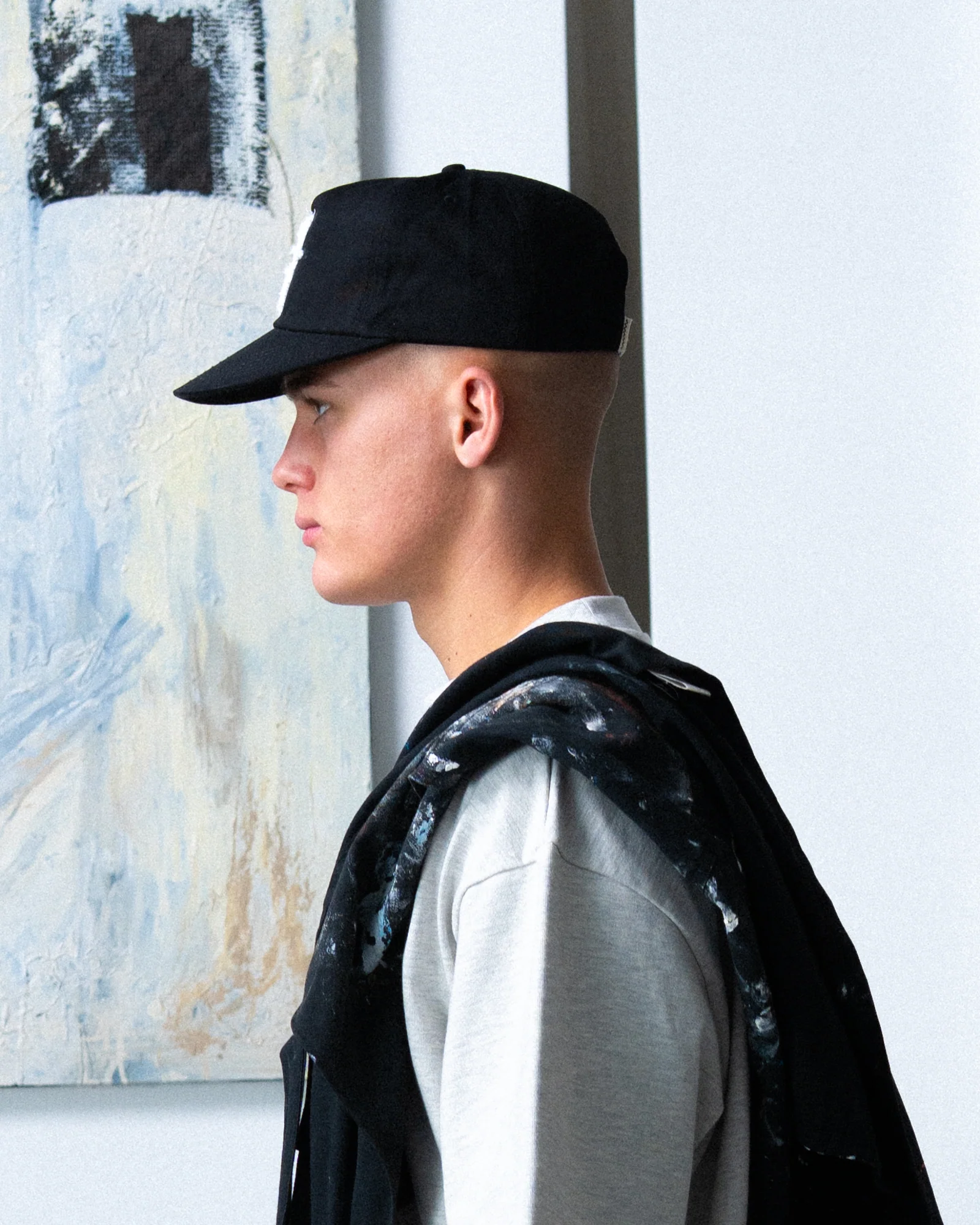 Art Letterman Cap - 5 Panel - Black/Distressed - Image 7