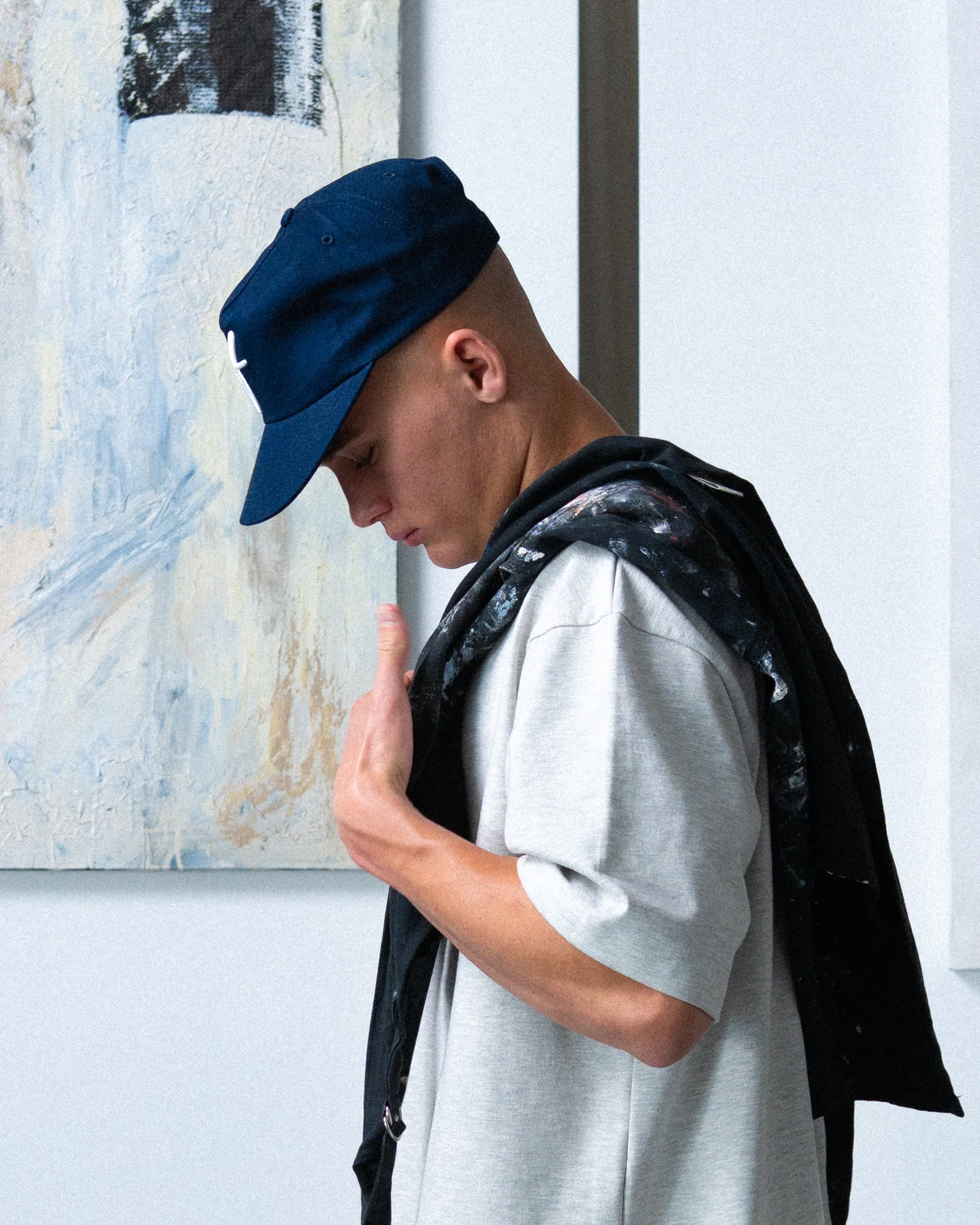 Art Letterman Cap - 5 Panel - Navy/Distressed - Image 5