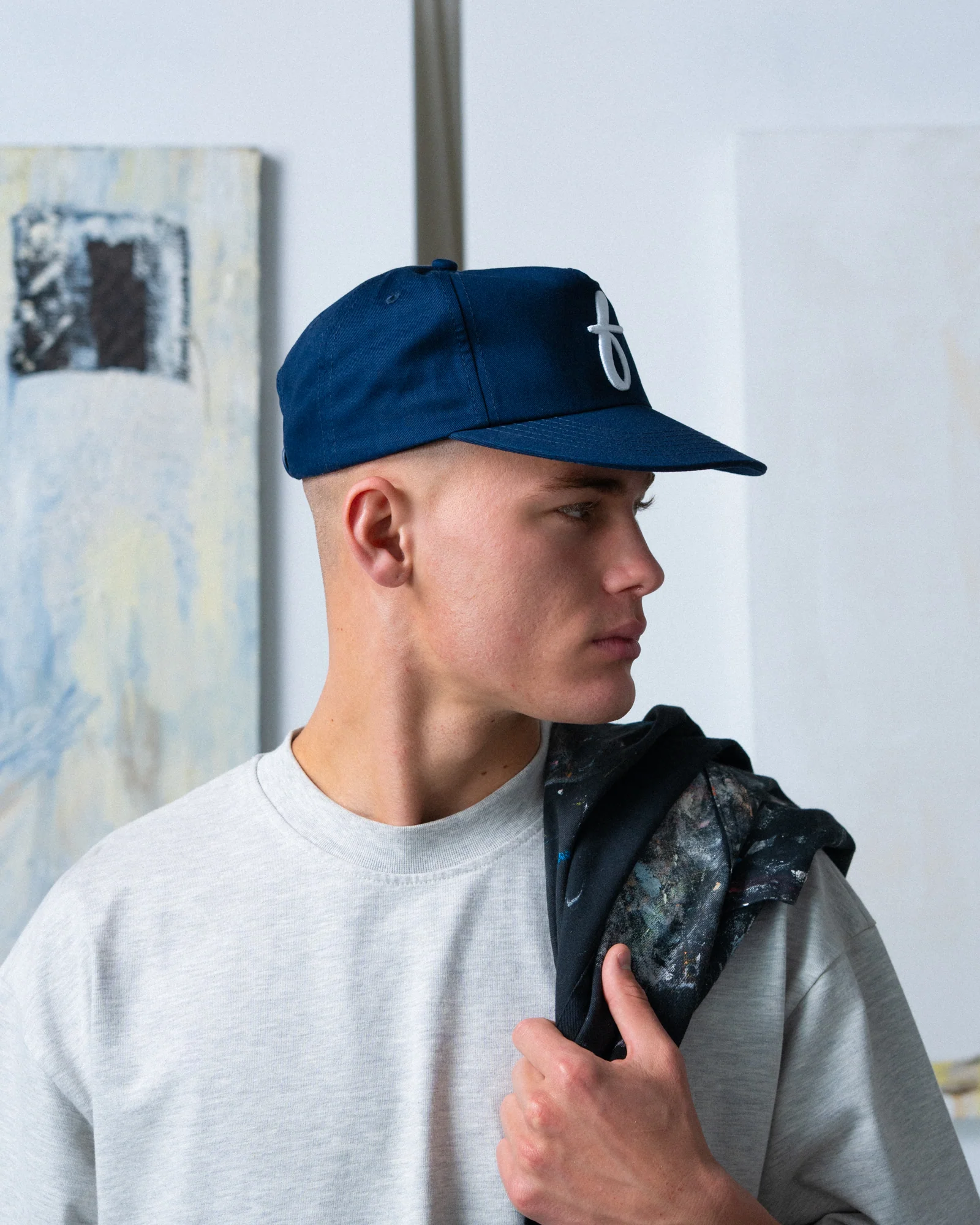 Art Letterman Cap - 5 Panel - Navy/Distressed - Image 7