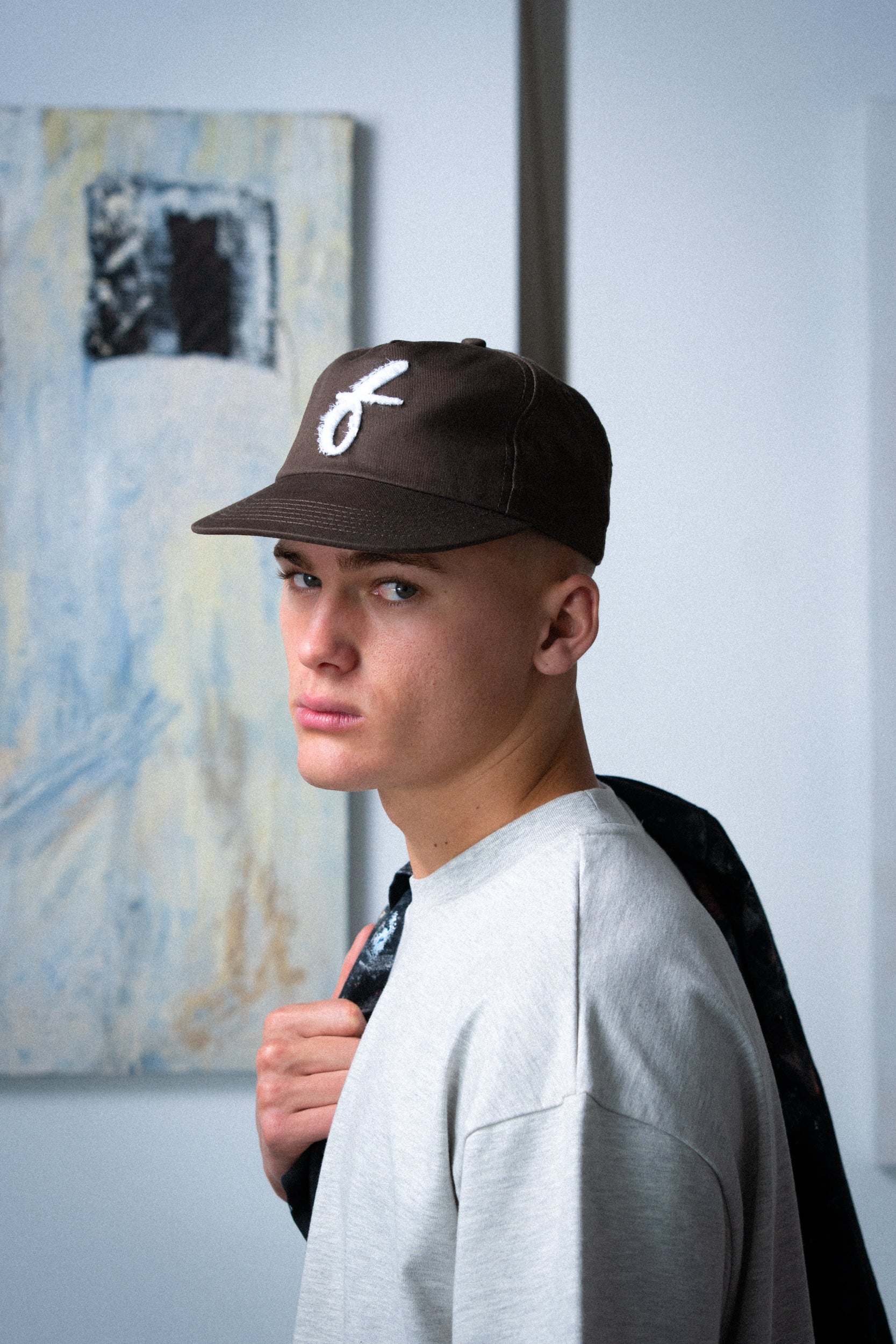 Art Letterman Cap - 5 Panel - Taupe/Distressed - Image 5