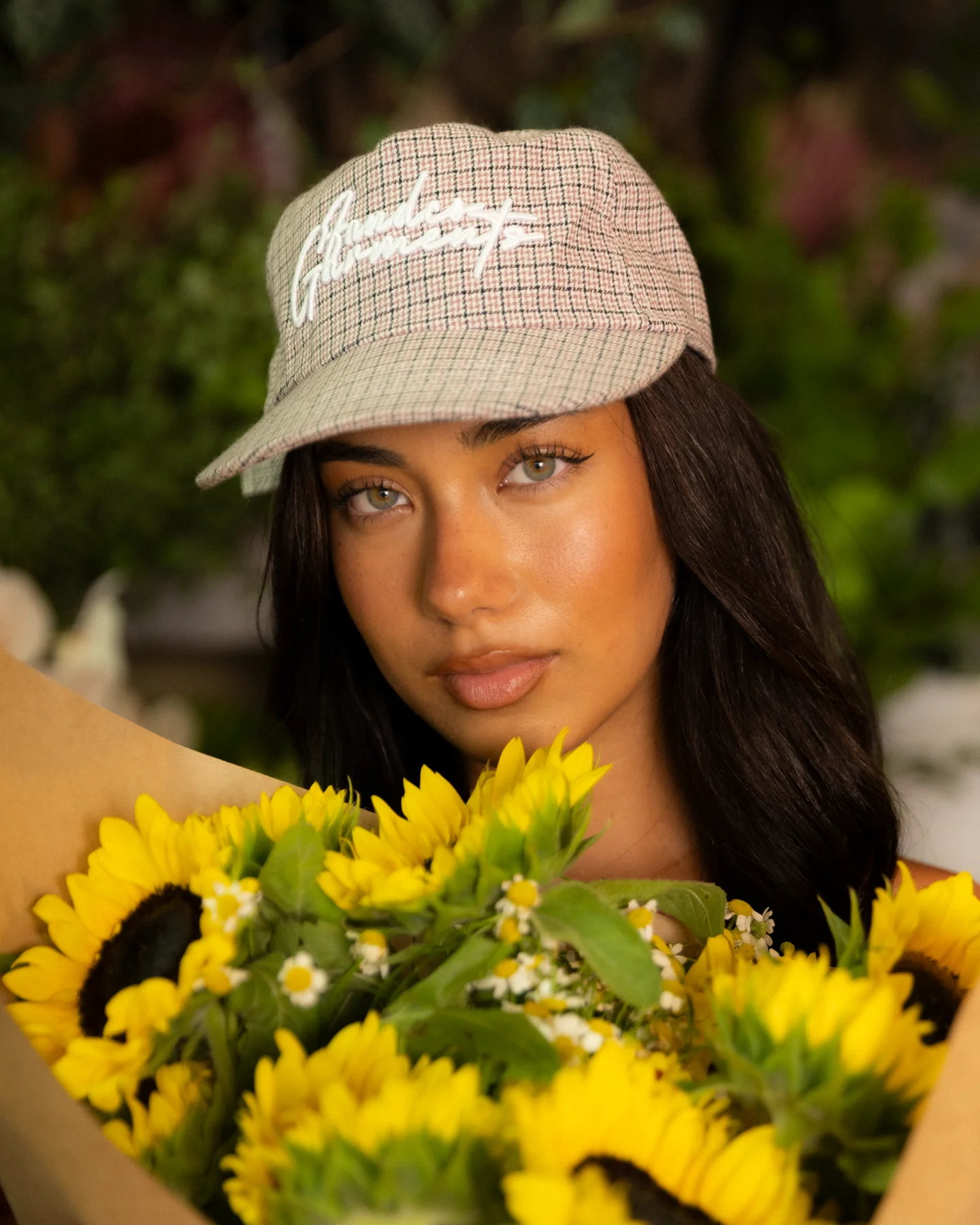 BHF Script Cap - Short Brim 5 Panel - Pink/Black Plaid - Image 4
