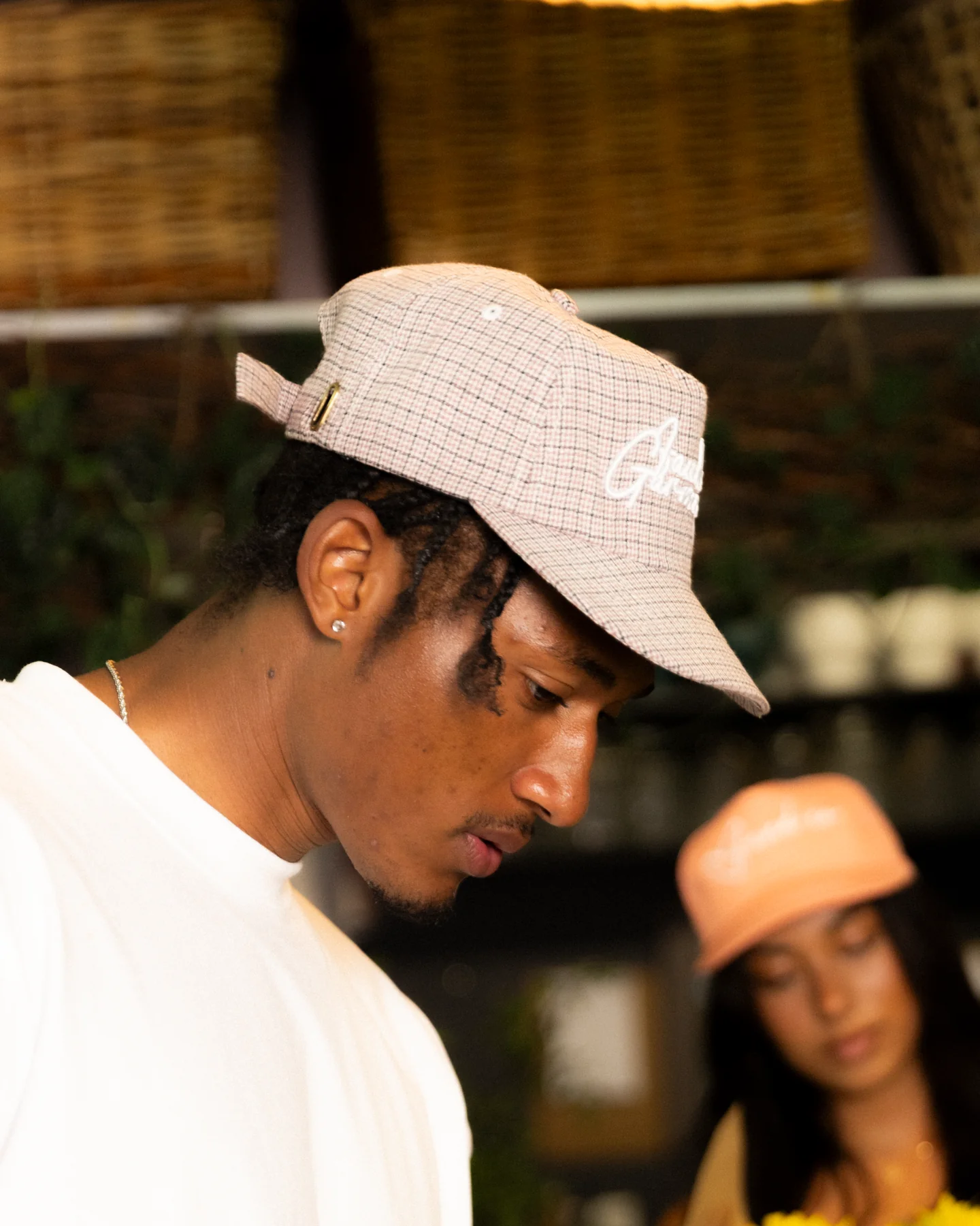 BHF Script Cap - Short Brim 5 Panel - Pink/Black Plaid - Image 5
