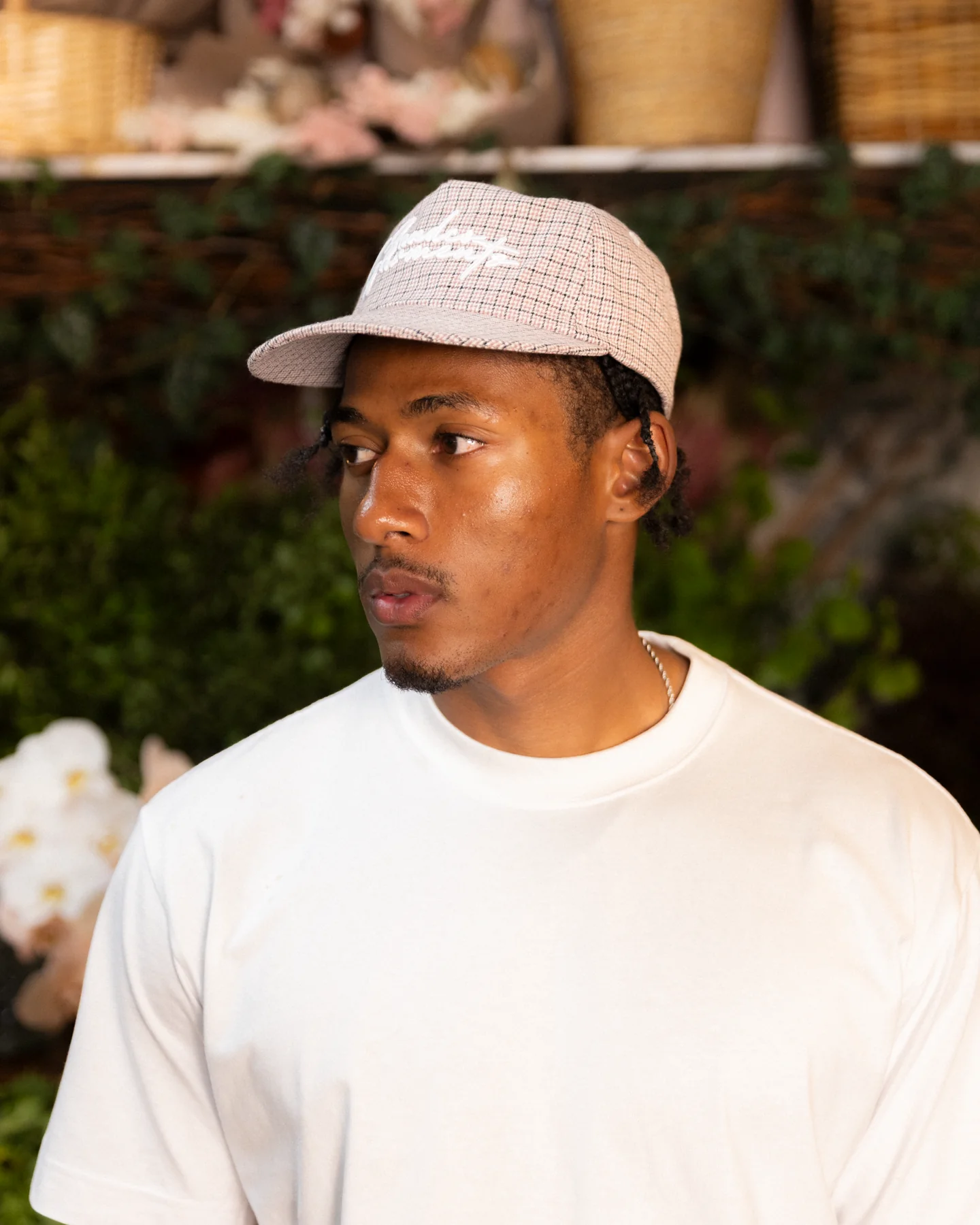 BHF Script Cap - Short Brim 5 Panel - Pink/Black Plaid - Image 7