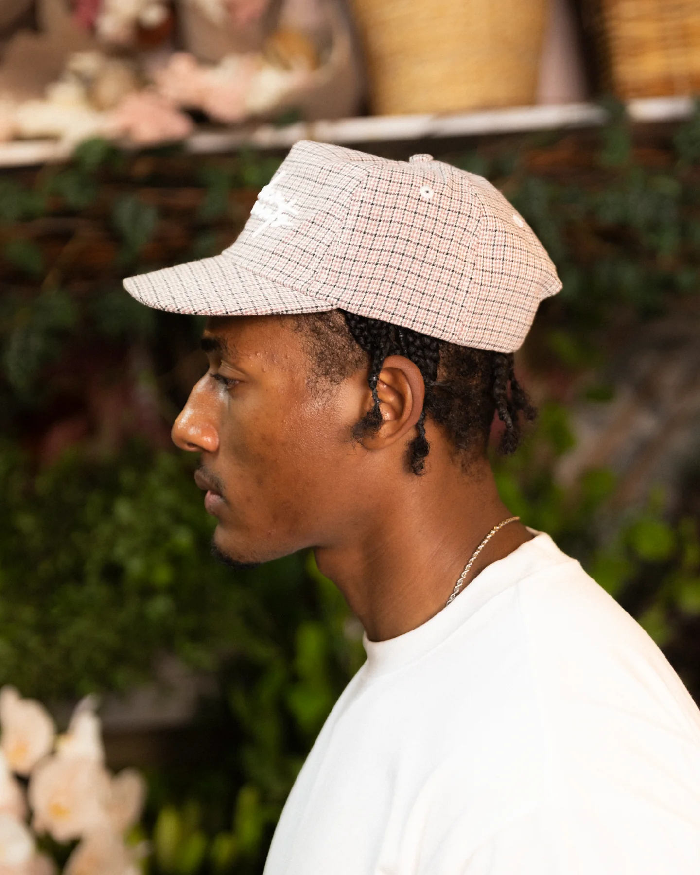 BHF Script Cap - Short Brim 5 Panel - Pink/Black Plaid - Image 9