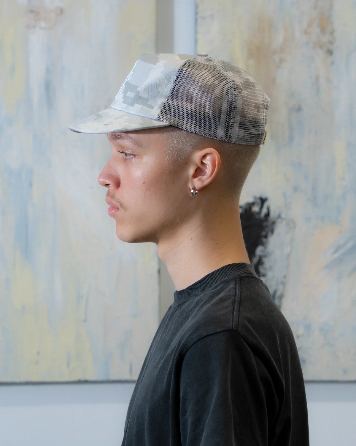 Glass Half Full Trucker Cap - Short Brim 5 Panel - Digital Camo - Image 6