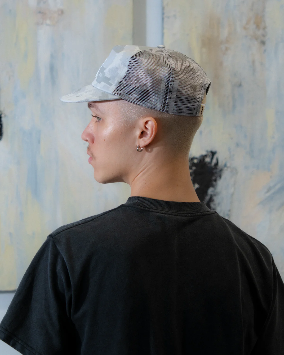Glass Half Full Trucker Cap - Short Brim 5 Panel - Digital Camo - Image 7