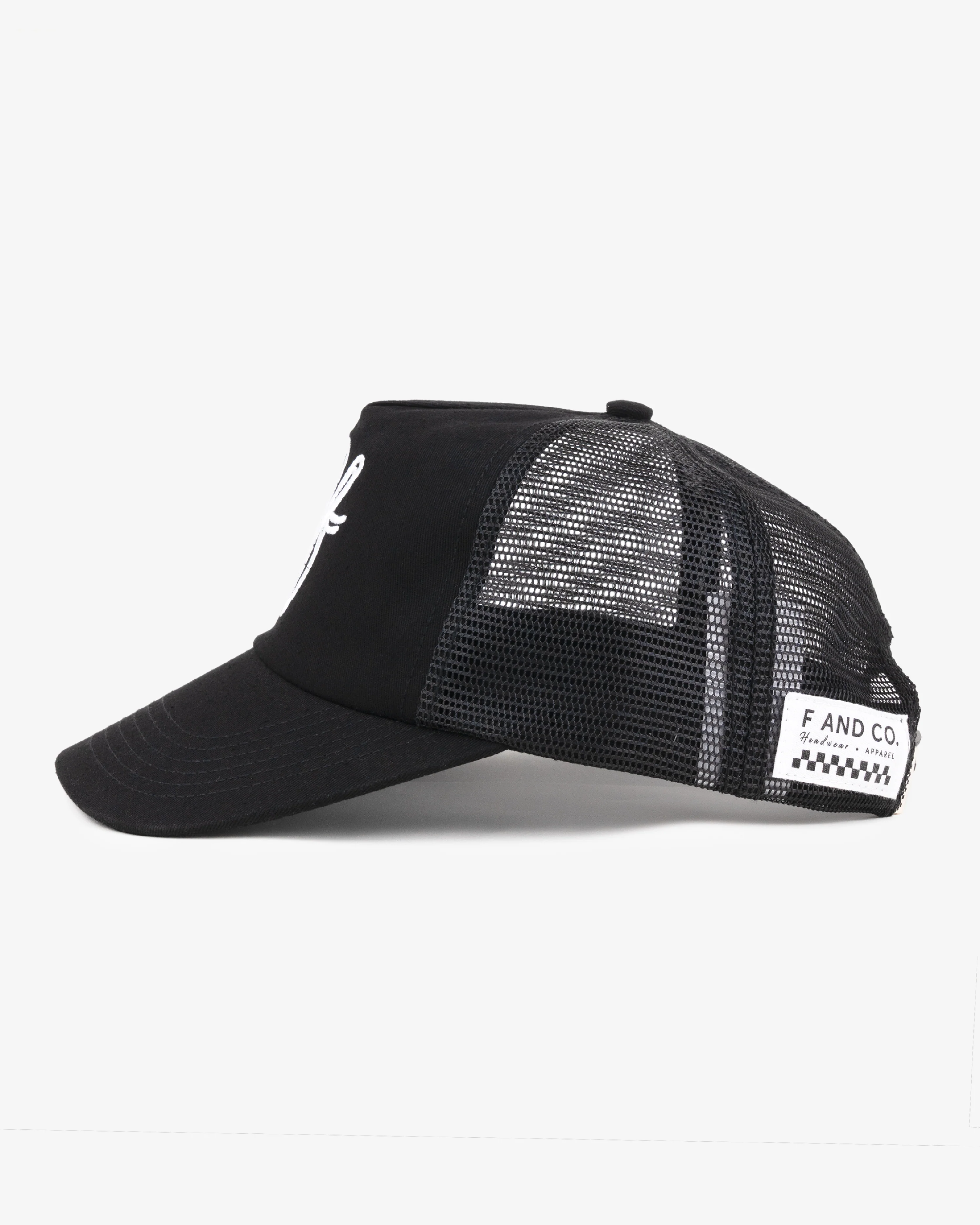 Heart Monogram Cap - Wide Brim 5 Panel - Black/Trucker - Image 3