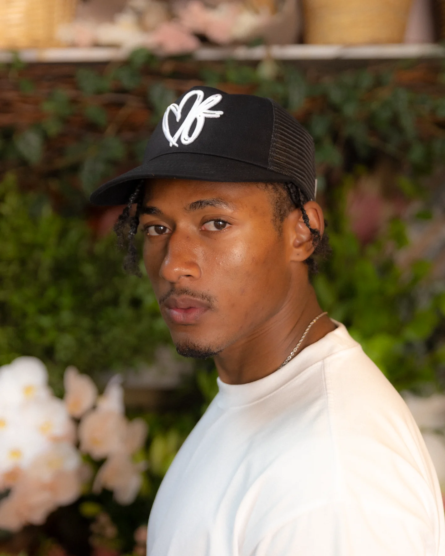 Heart Monogram Cap - Wide Brim 5 Panel - Black/Trucker - Image 7