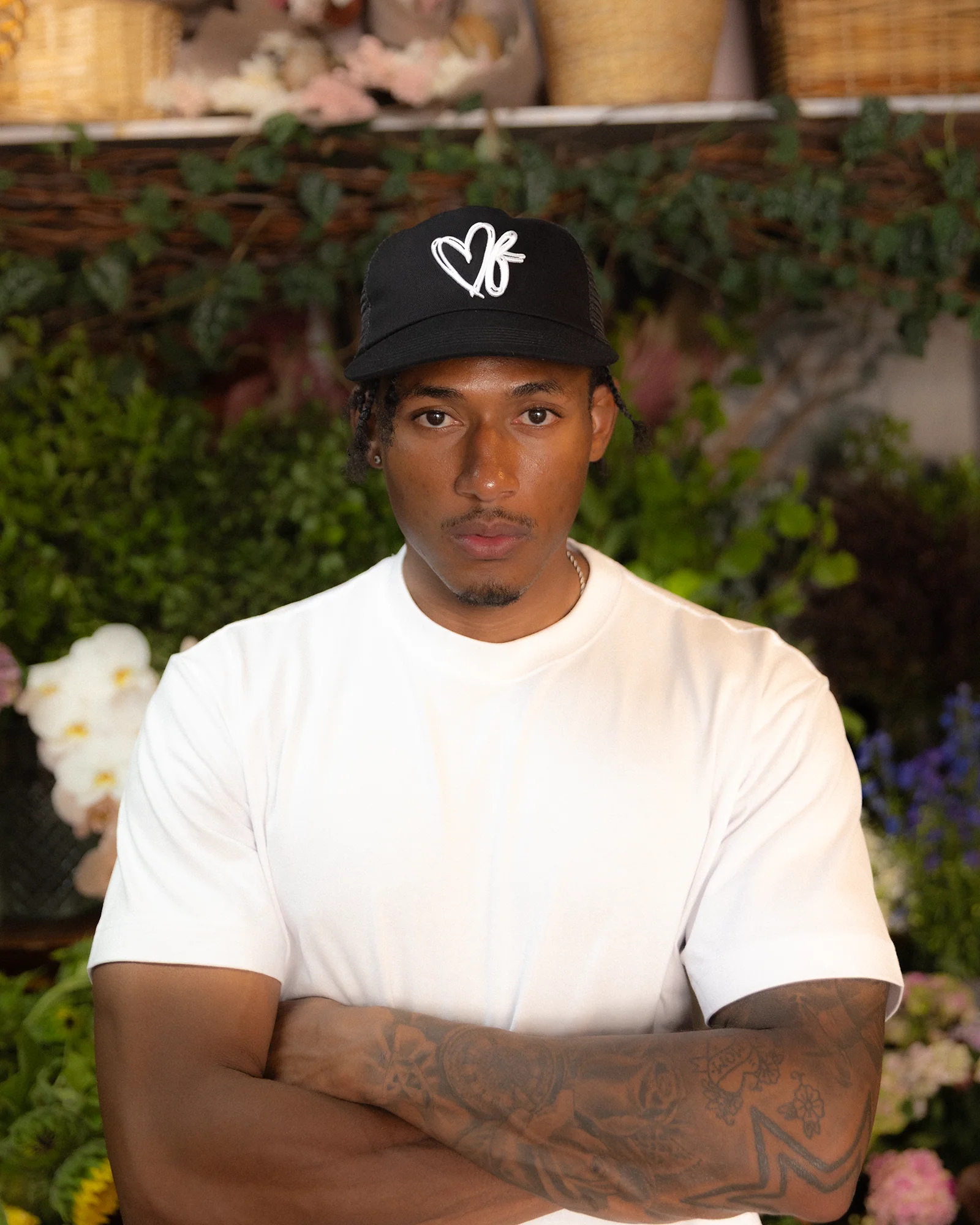 Heart Monogram Cap - Wide Brim 5 Panel - Black/Trucker - Image 8