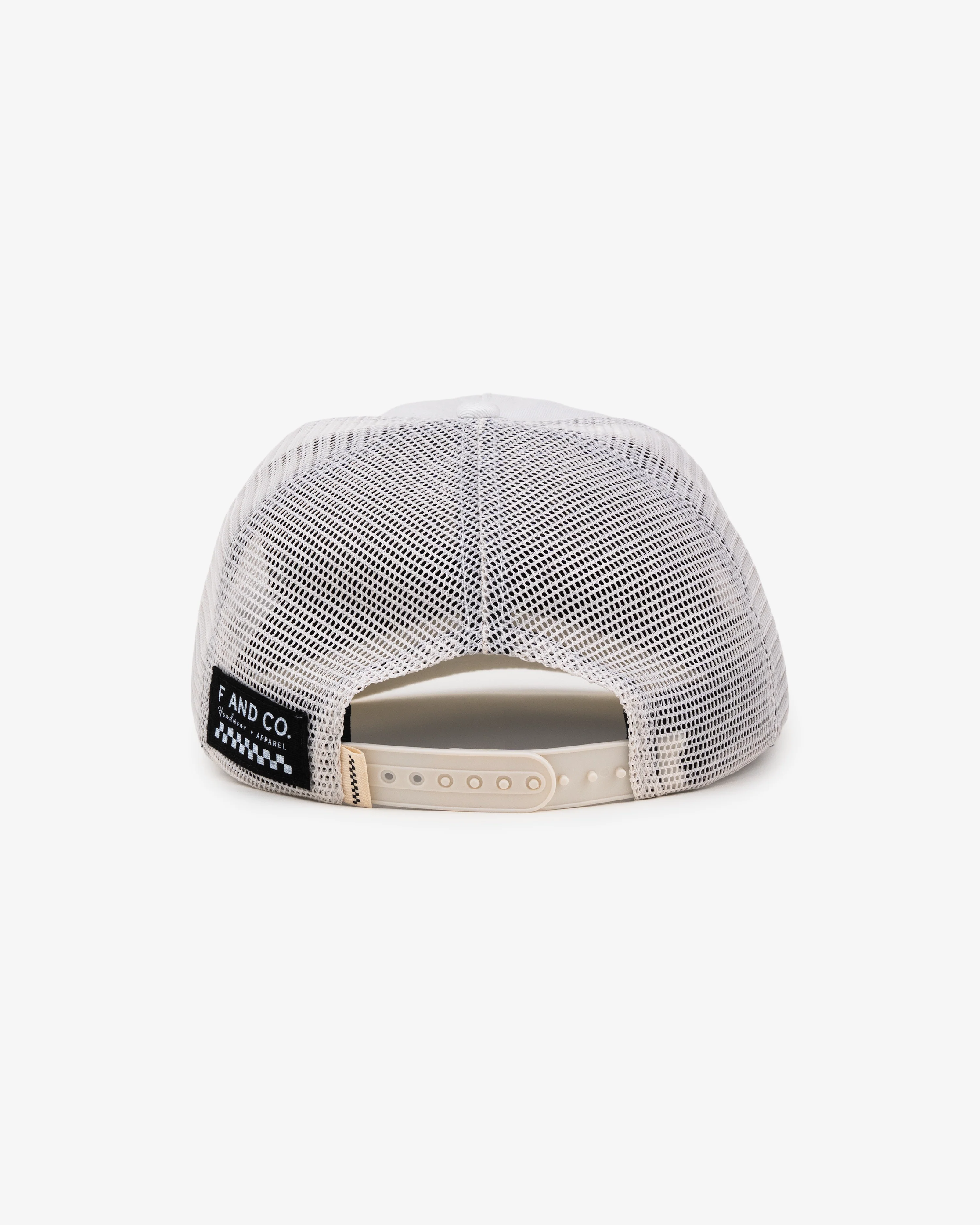 Heart Monogram Cap - Wide Brim 5 Panel - Off White/Trucker - Image 4