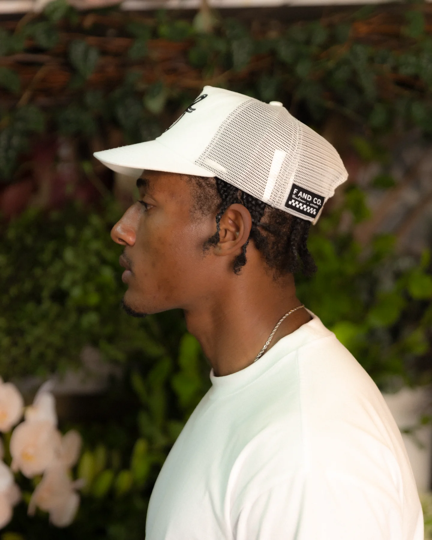 Heart Monogram Cap - Wide Brim 5 Panel - Off White/Trucker - Image 5