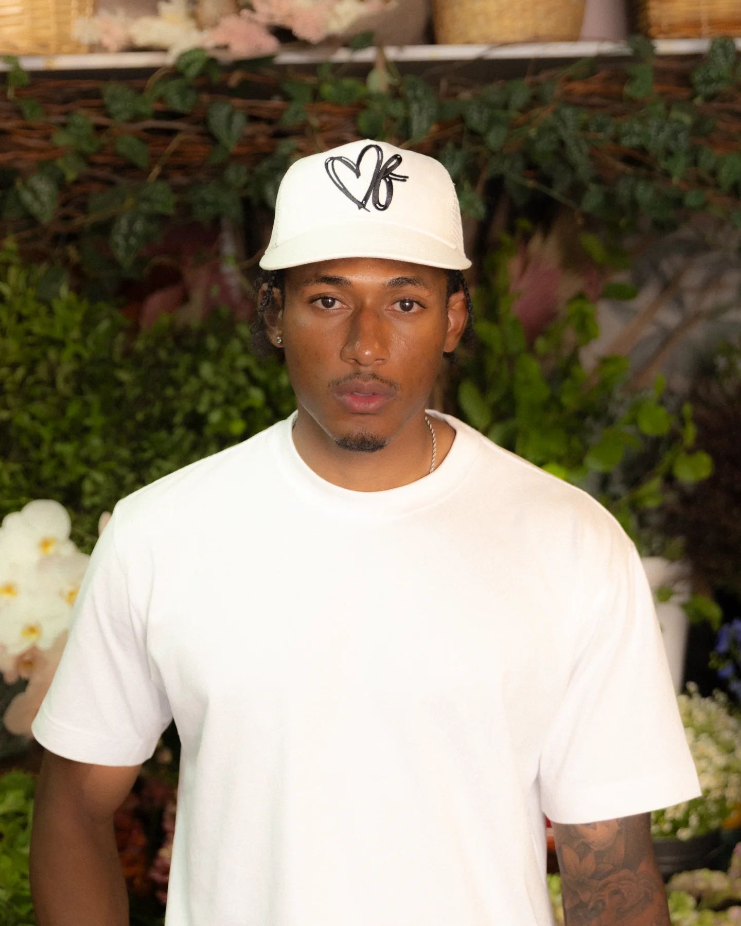 Heart Monogram Cap - Wide Brim 5 Panel - Off White/Trucker - Image 6