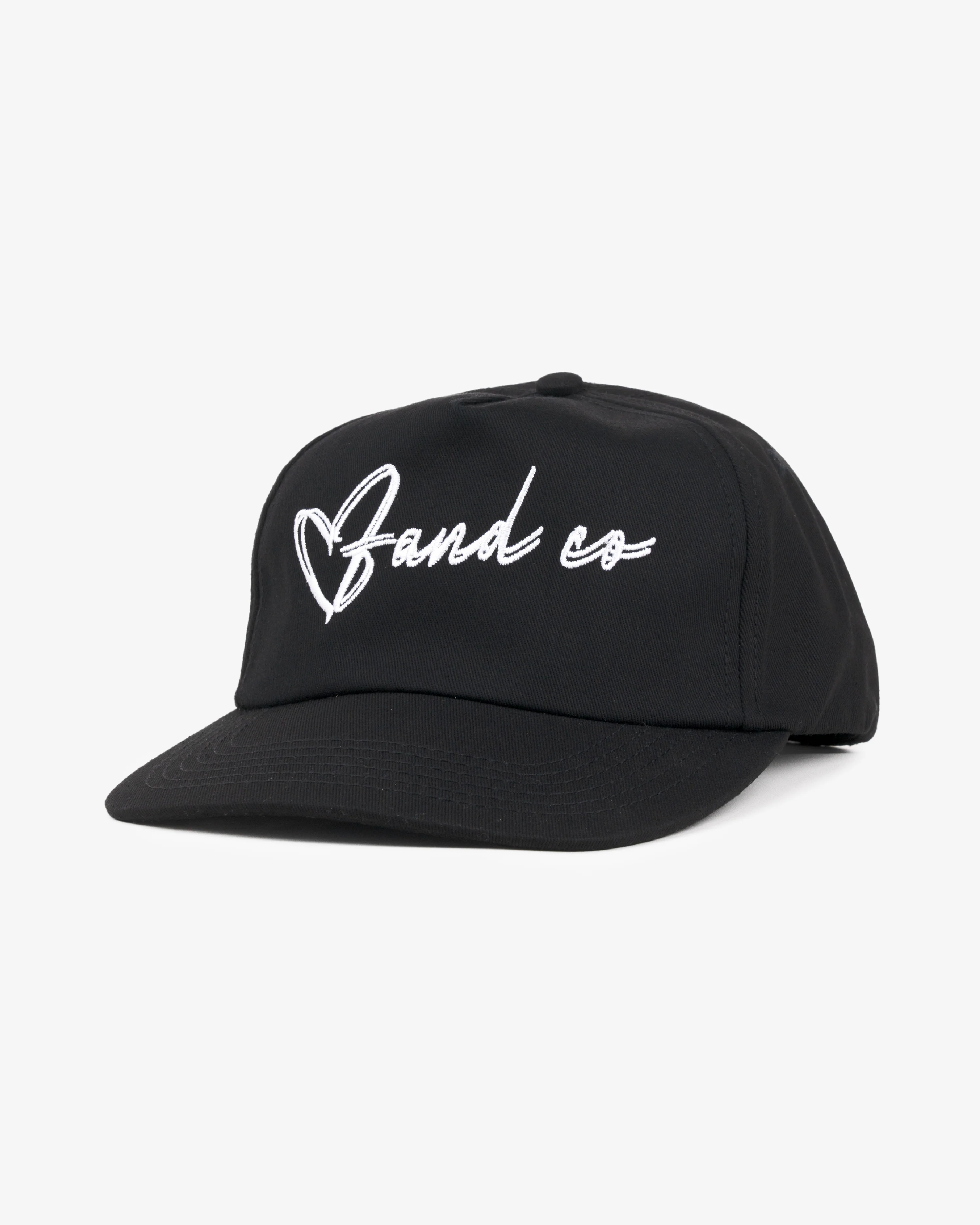 Heart Script Cap - 5 Panel - Black - Image 2