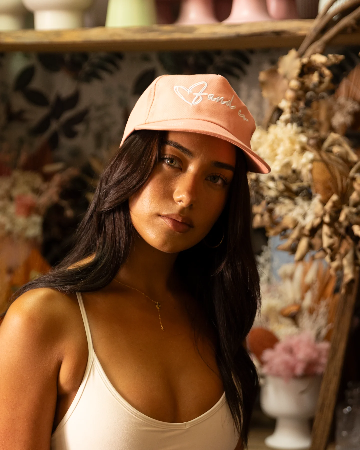 Heart Script Cap - 5 Panel - Salmon Pink - Image 9