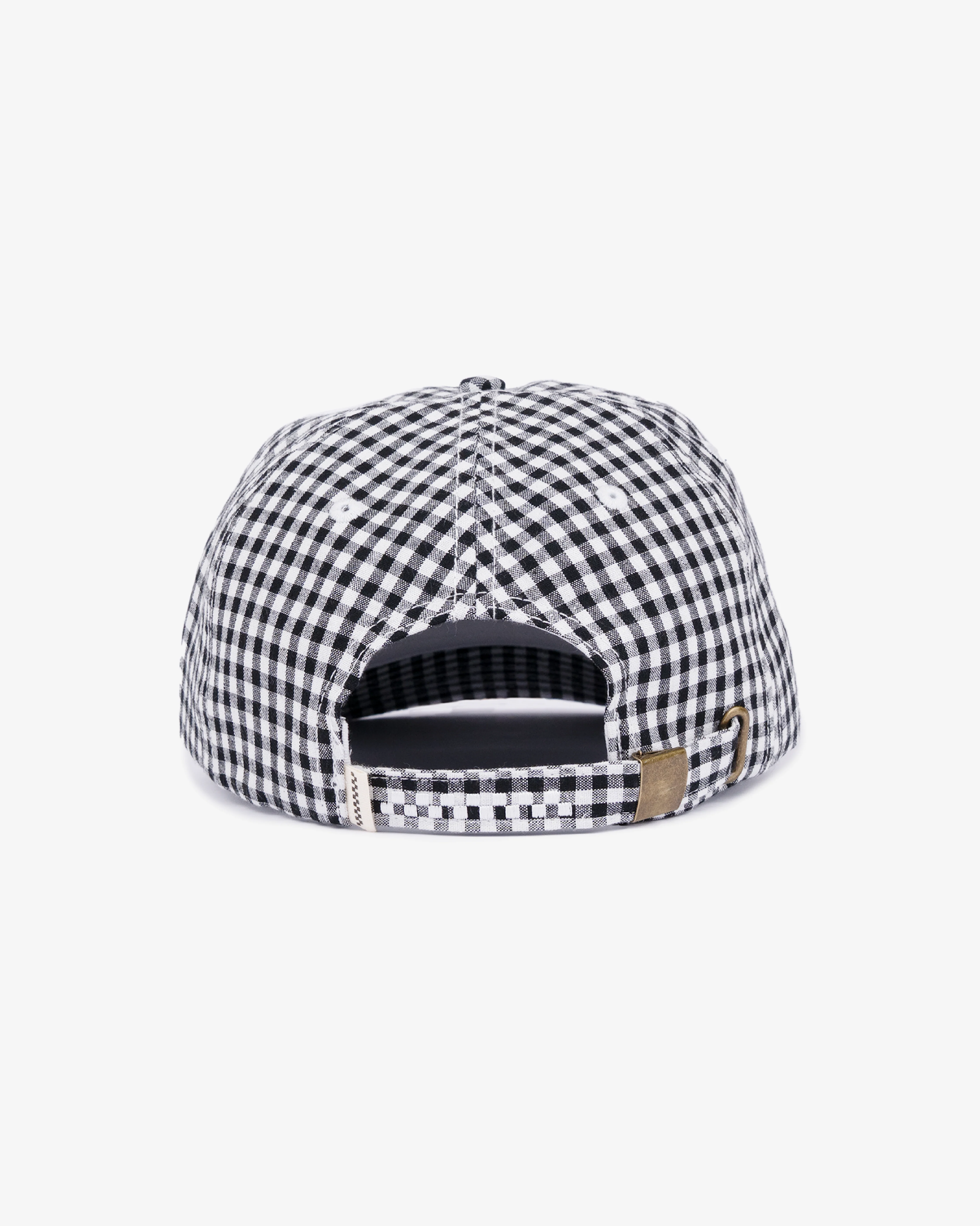 Picnic Letterman Cap - Short Brim 6 Panel - Black/White Gingham - Image 3