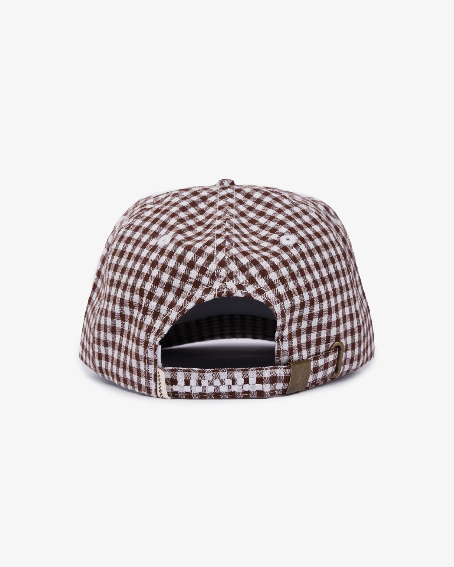 Picnic Letterman Cap - Short Brim 6 Panel - Brown/White Gingham - Image 3