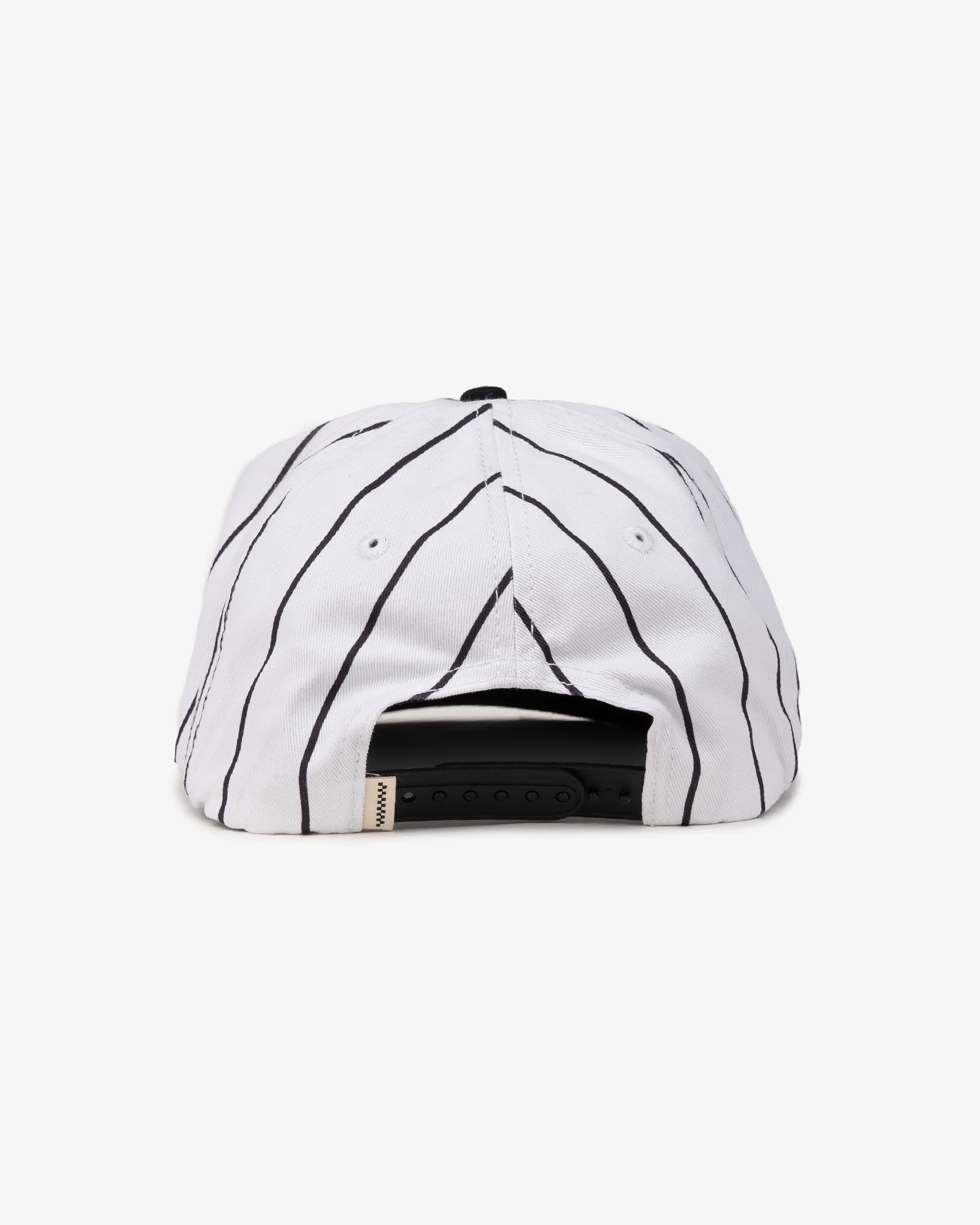 Letter Ball Cap - Short Brim 6 Panel - Off White/Black Pinstripe - Image 3