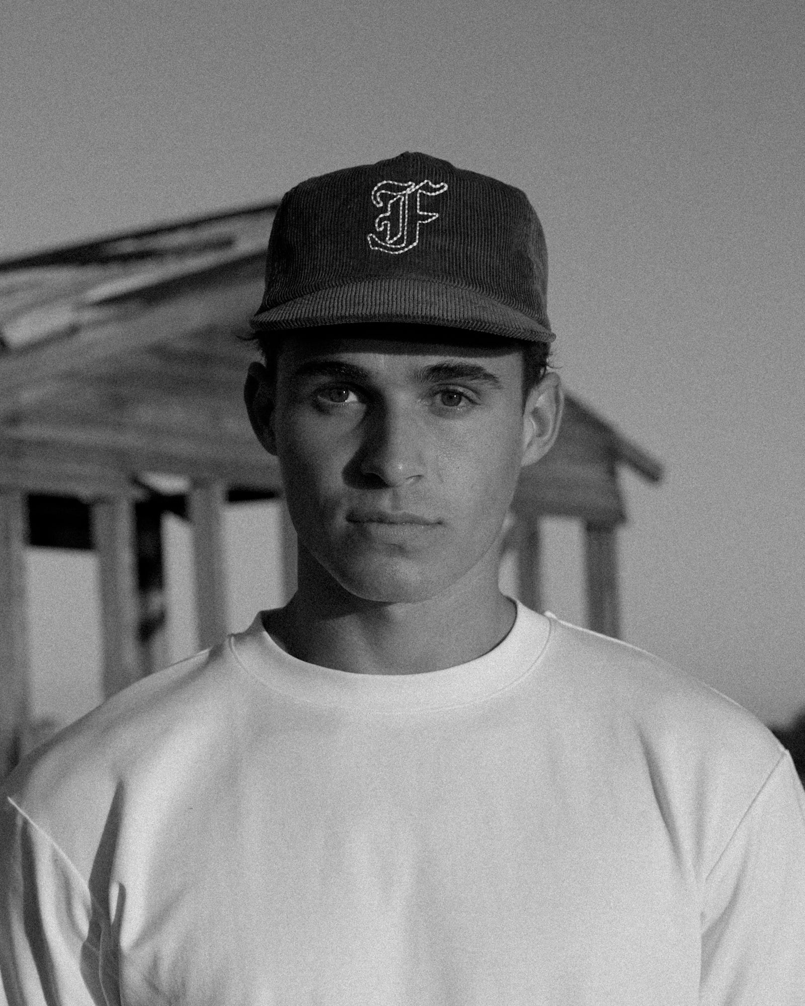 Letterman Cord Cap - 5 Panel - White - Image 4