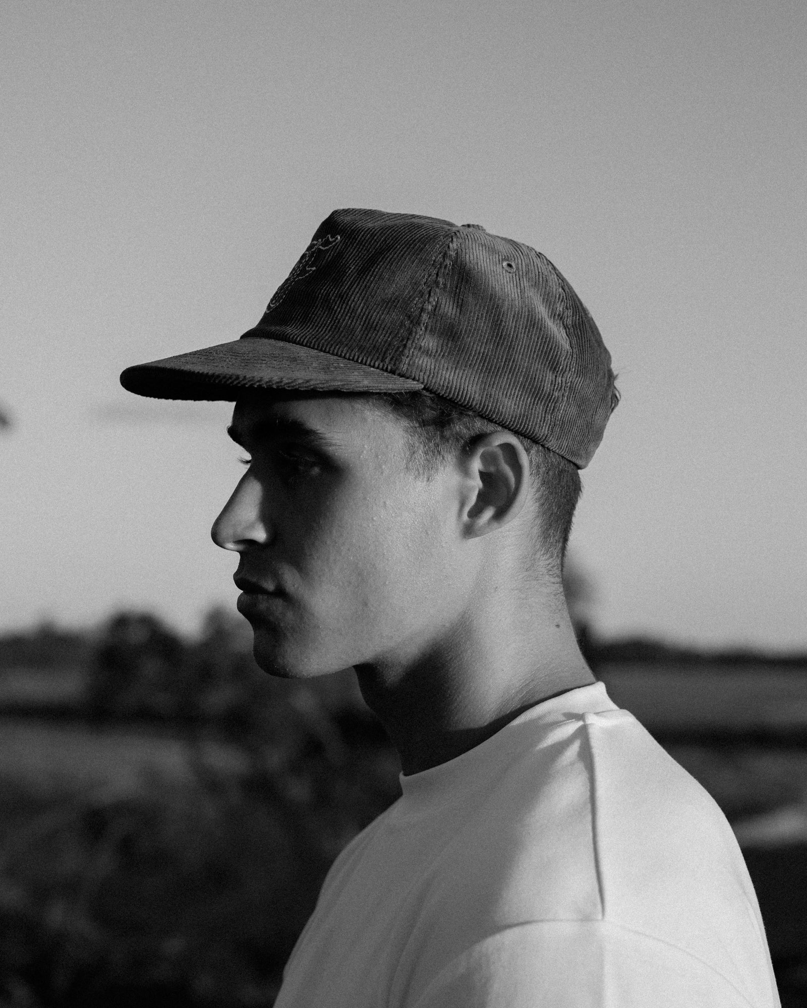 Letterman Cord Cap - 5 Panel - White - Image 5
