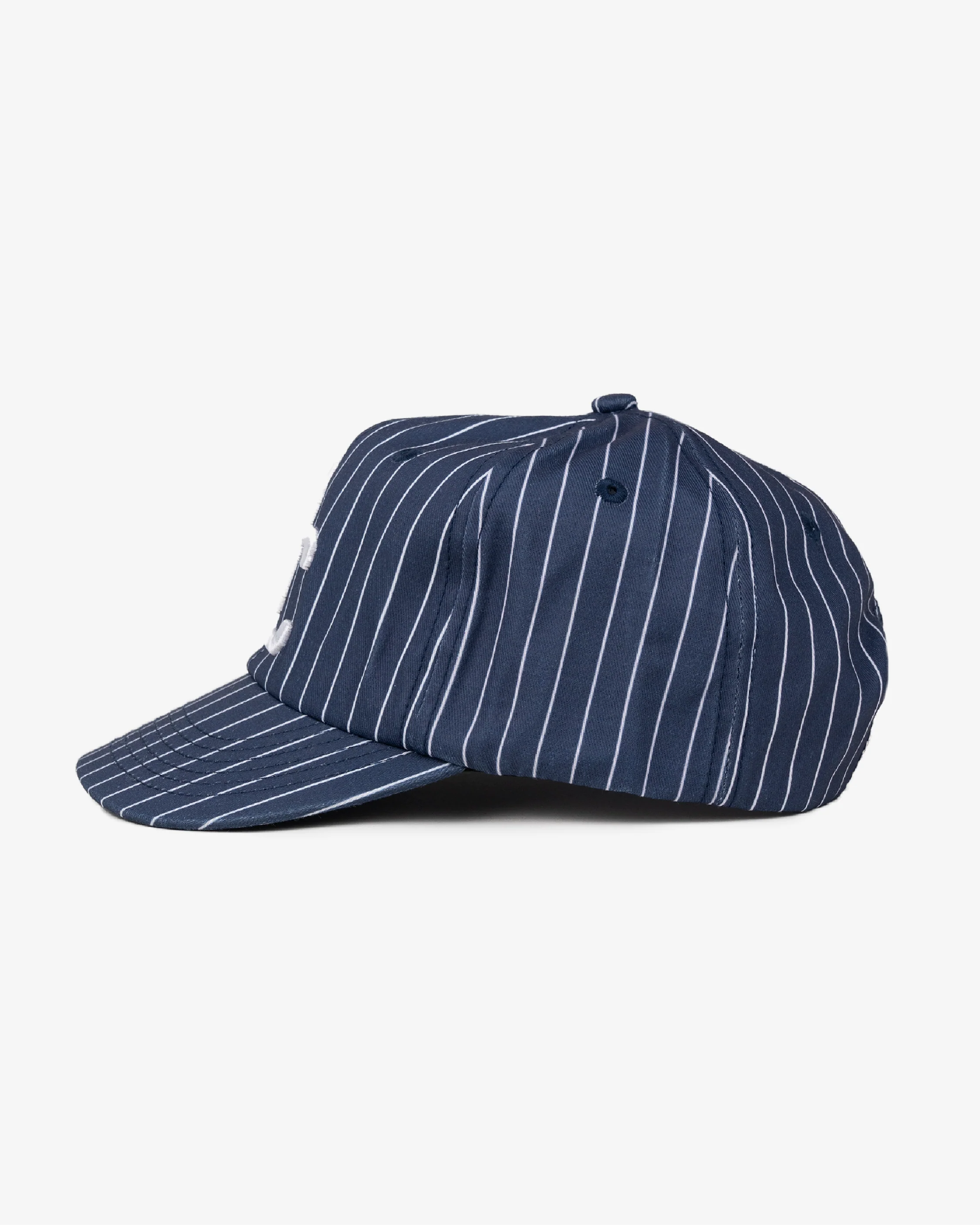 Monogram Ball Cap - Short Brim 6 Panel - Navy Pinstripe - Image 3