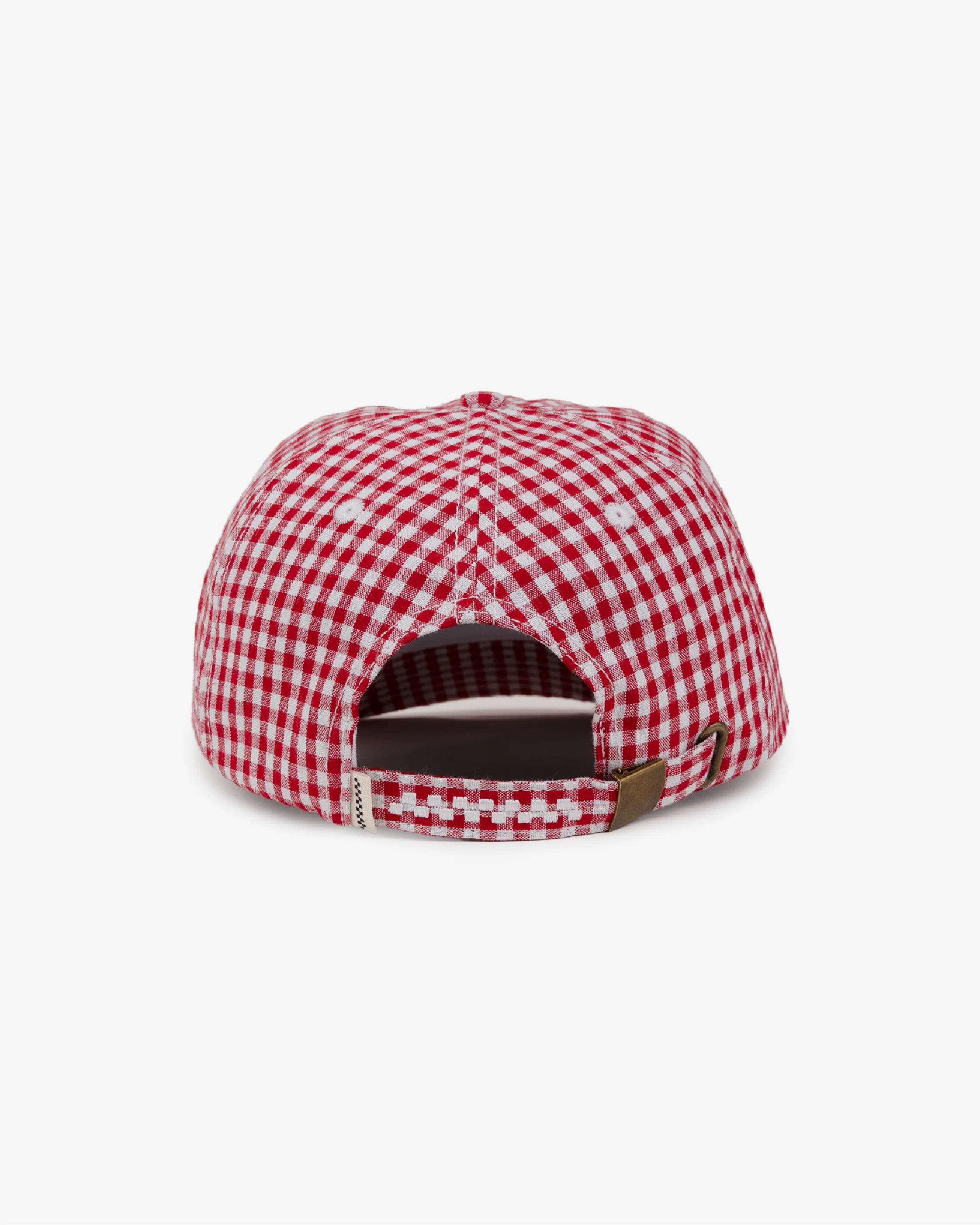 Picnic Letterman Cap - Short Brim 6 Panel - Red/White Gingham - Image 3